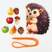 Шнуровка деревянная развивающая для малышей &laquo;Весёлый ёжик&raquo;