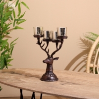 Подсвечник на 4 свечи "Олень" алюминий 26х13х30 см Подсвечник на 4 свечи "Олень" алюминий 26х13х30 см