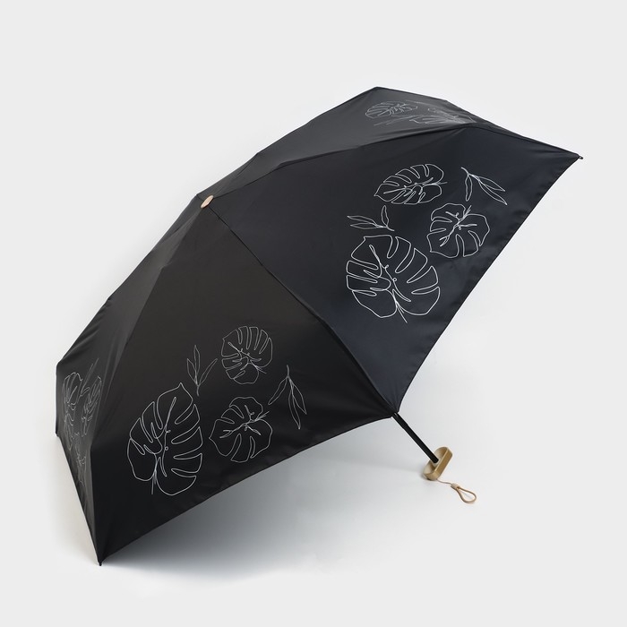 Зонт женский &laquo;Тропические листья&raquo;, 6 спиц, складывается в размер телефона.