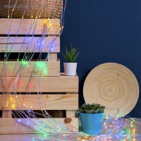 Гирлянда &laquo;Конский хвост&raquo; 15 нитей по 2 м, IP20, серебристая нить, 300 LED, свечение мульти, 220 В