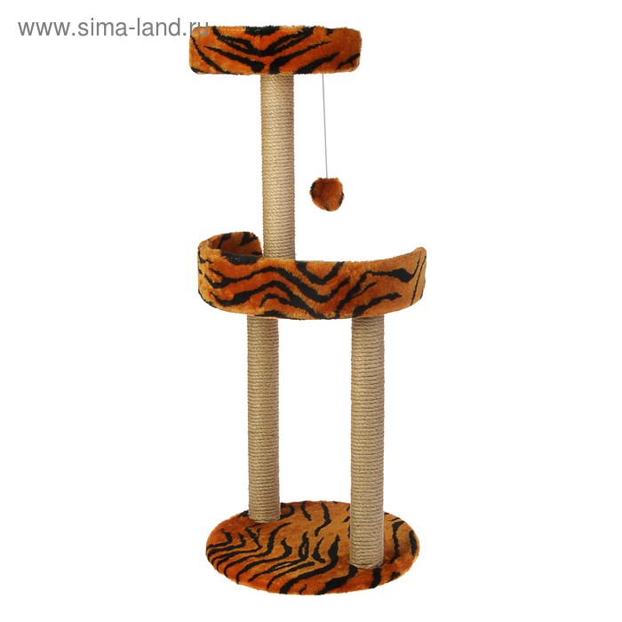 Когтеточка с круглой площадкой и игрушкой, джут, 43 х 43 х 100 см, микс цветов Когтеточка с круглой площадкой и игрушкой, джут, 43 х 43 х 100 см, микс цветов