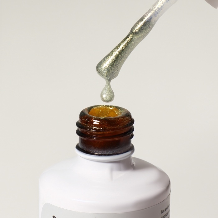 Топ для ногтей &laquo;Сияние&raquo;, с блёстками, 15 мл, LED/UV, серебристый, жёлтый