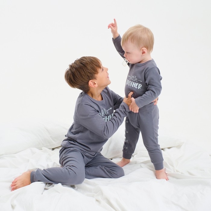 Комбинезон Крошка Я "Brother", рост 68-74 см, цвет тёмно-серый