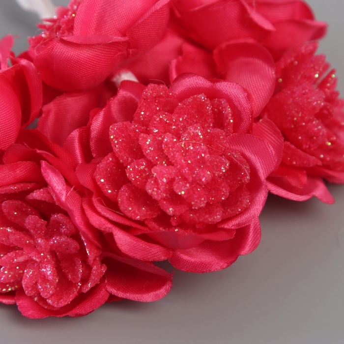 Декор для творчества Декор для творчества "Камелия" малиновый (1 набор=1 букет) в букете 6 шт 4х11 см