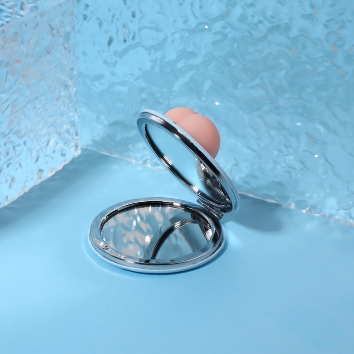 Зеркало - антистресс &laquo;Корги&raquo;, складное, d = 7,2 см, с увеличением, искусственная кожа, цвет голубой