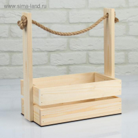 Кашпо деревянное 28×15×30 см "Аром", ручка канат, натуральная сосна Кашпо деревянное 28×15×30 см "Аром", ручка канат, натуральная сосна