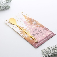 Ложка с подвесом Happy new year to you, 2,7 х 14, 8 см Ложка с подвесом Happy new year to you, 2,7 х 14, 8 см