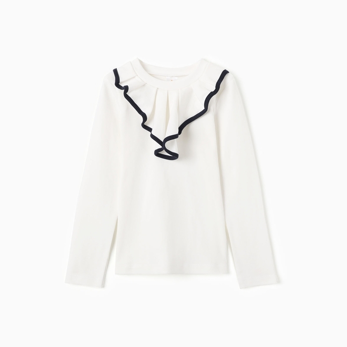 Джемпер для девочки школьный, цвет молочный, рост 122 см