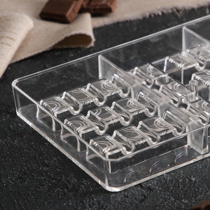Форма для шоколада &laquo;Киндер&raquo;, 20&times;12&times;2,5 см, 14 ячеек 8,3&times;2,1&times;1,2 см, цвет прозрачный