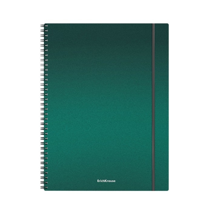 Тетрадь А4 на спирали, 80 листов в клетку, ErichKrause Ice Metallic, пластиковая обложка, на резинке, блок офсет 100% белизна, МИКС