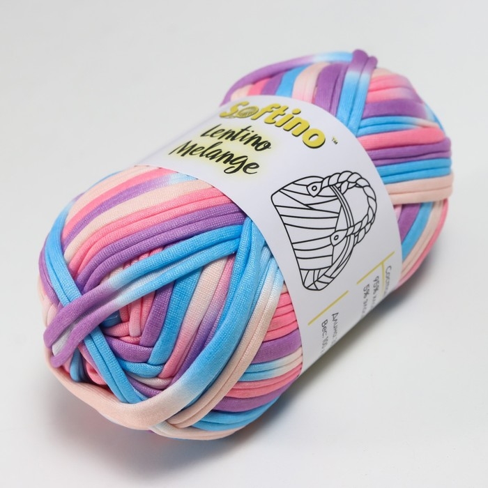 Пряжа трикотажная 95% хлопок, 5% эластан "Lentino Melange" 100 гр 30 м цвет 20