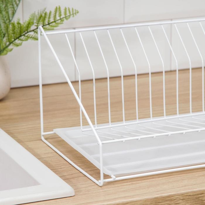 Сушилка для посуды с поддоном, 38&times;17,5&times;23,5 см, цвет белый