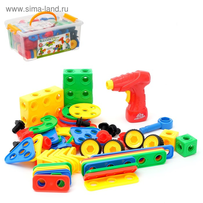 Конструктор винтовой &laquo;Пазл&raquo;, с электрическим шуруповертом, 91 деталь