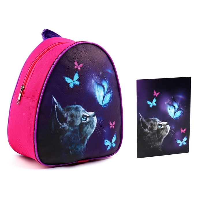 Детский рюкзак с блокнотом &laquo;Котик&raquo;, 23х20,5 см