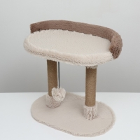 Когтеточка "Пижон" c лежанкой, овальная, 58 х 36 х 39см, пушистый мех, джут, бежевая Когтеточка "Пижон" c лежанкой, овальная, 58 х 36 х 39см, пушистый мех, джут, бежевая