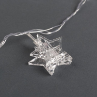 Гирлянда &laquo;Нить&raquo; 4.5 м с насадками &laquo;Прищепки-звёзды&raquo;, IP20, прозрачная нить, 20 LED, свечение мульти (RG/RB), мигание, 220 В