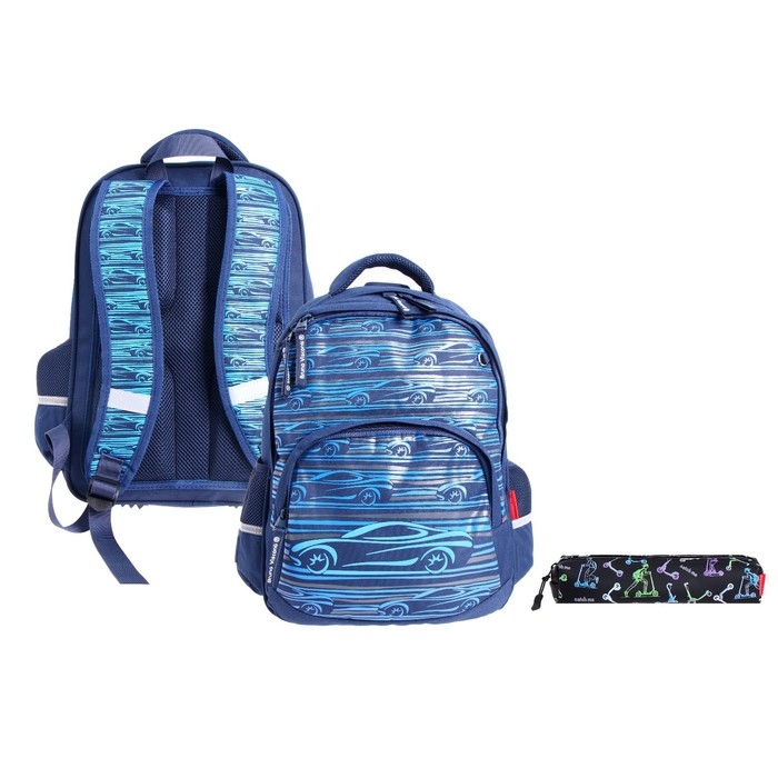 Рюкзак школьный Bruno Visconti, 40 х 30 х 19 см, эргономичная спинка, &laquo;Спорткар&raquo;, пенал в подарок