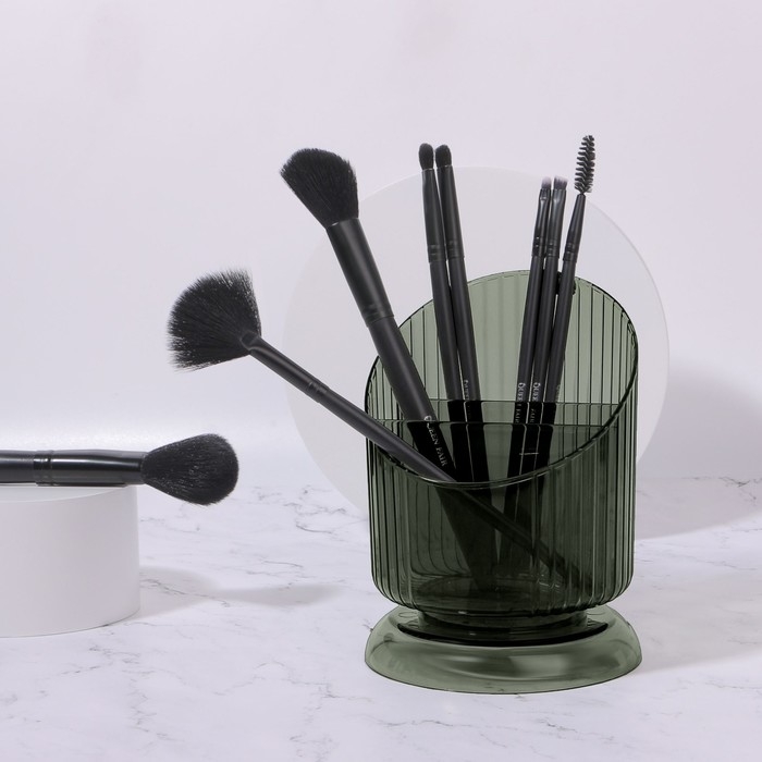 Подставка для хранения маникюрных/косметических принадлежностей &laquo;GREEN&raquo;, 3 секции, 16 &times; 11,5 &times; 11,5 см, цвет полупрозрачный/зелёный