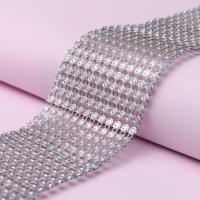 Лента с имитацией страз, 6 см, 9 &plusmn; 1 м, цвет серебряный
