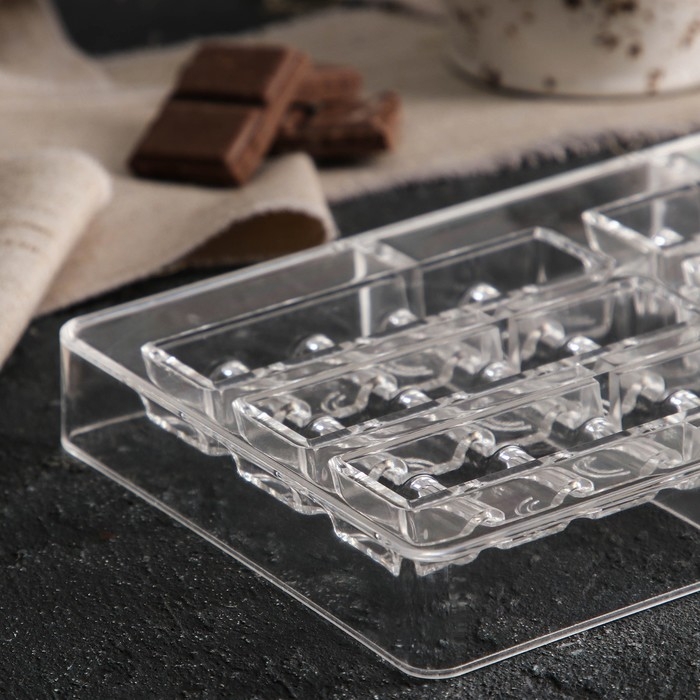 Форма для шоколада &laquo;Киндер&raquo;, 20&times;12&times;2,5 см, 14 ячеек 8,3&times;2,1&times;1,2 см, цвет прозрачный
