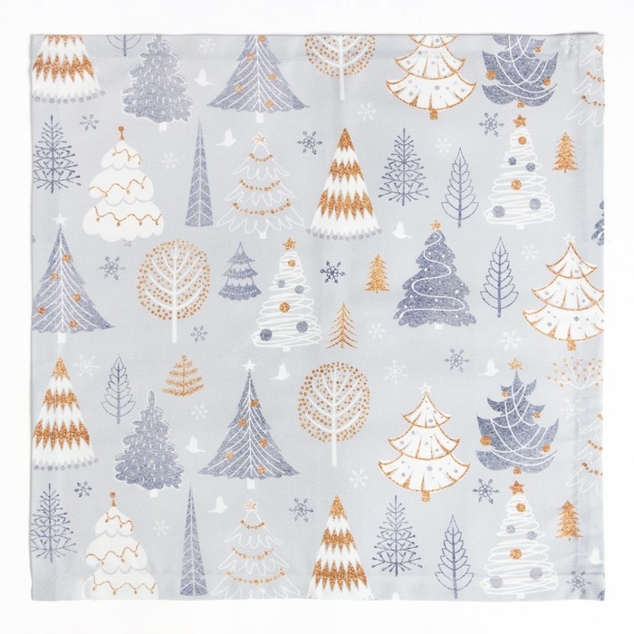 Набор новогодних салфеток &laquo;Let it snow&raquo; с декоративными кольцами, 40х40 см - 4 шт, хлопок, саржа