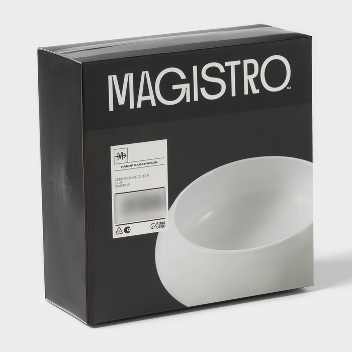 Набор салатников Magistro OliveQueen, 3 шт: 1500/800/450 мл, фарфор, белый Набор салатников Magistro OliveQueen, 3 шт: 1500/800/450 мл, фарфор, белый
