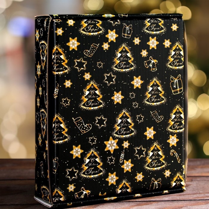 Новый год. Коробка подарочная, крышка-дно, с окном "Праздничное волшебство", 18 х 15 х 5 см.