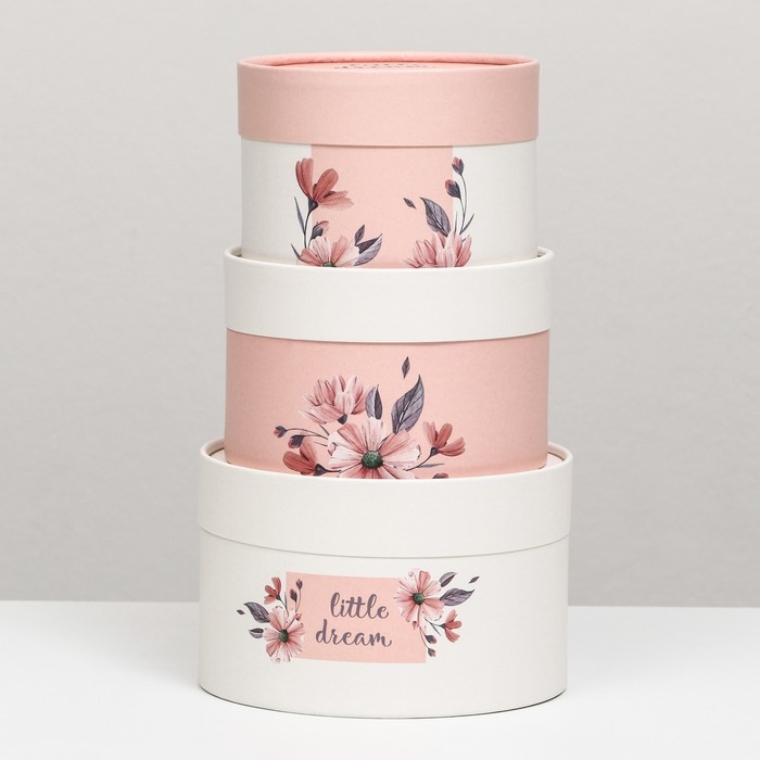 Набор шляпных коробок 3 в 1 Набор шляпных коробок 3 в 1 "Little dream", завальцованная, 16 х 10, 14 х 9, 13 х 8,5 см