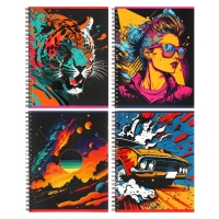 Тетрадь 80 листов в клетку на гребень "Графические плакаты", обложка мелованный картон, матовая ламинация, выборочный лак, МИКС Тетрадь 80 листов в клетку на гребень "Графические плакаты", обложка мелованный картон, матовая ламинация, выборочный лак, МИКС