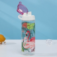 Бутылка для воды пластиковая &laquo;Фламинго&raquo;, 750 мл, цвет розовый
