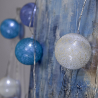 Гирлянда &laquo;Нить&raquo; 5 м с насадками &laquo;Клубки серо-зелёные&raquo;, IP20, прозрачная нить, 20 LED, свечение белое, 220 В