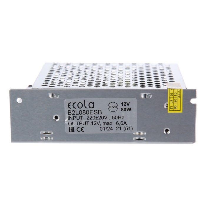 Блок питания Ecola для светодиодной ленты 12 В, 80 Вт, IP20