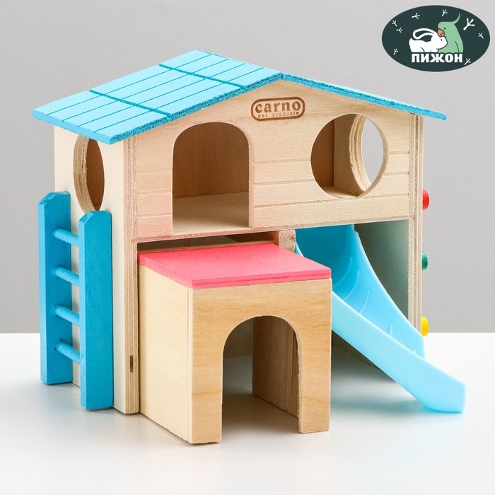 Дом для грызунов с горкой, дерево 17,2 х 15,8 х 16,2 см Дом для грызунов с горкой, дерево 17,2 х 15,8 х 16,2 см