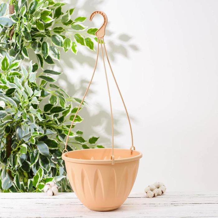 Кашпо для цветов подвесное «Алиция», 4,3 л, с поддоном, цвет белая глина Кашпо для цветов подвесное «Алиция», 4,3 л, с поддоном, цвет белая глина