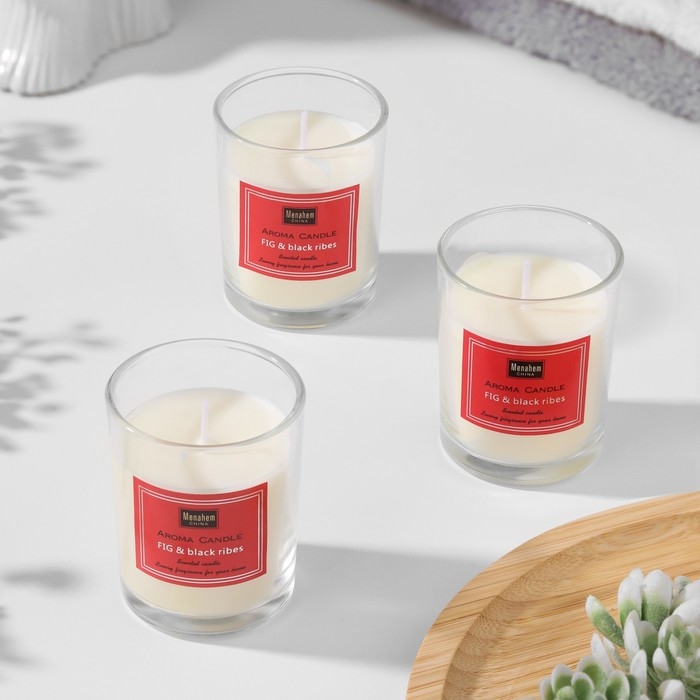 Набор свечей ароматических Набор свечей ароматических "Aroma Candle", инжир и черная смородина, 3 шт
