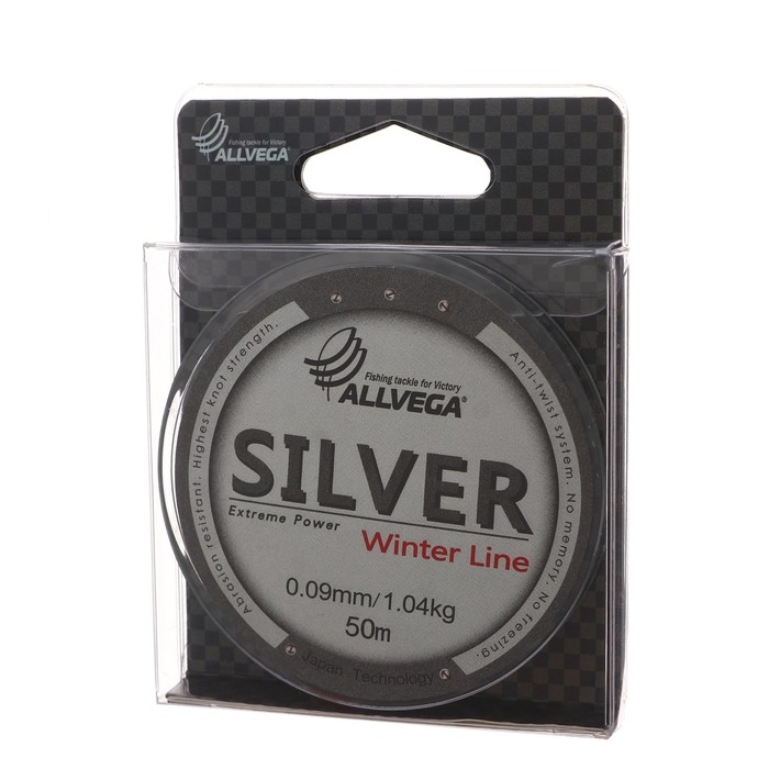 Леска монофильная ALLVEGA Silver, диаметр 0.09 мм, тест 1.04 кг, 50 м, серебристая Леска монофильная ALLVEGA Silver, диаметр 0.09 мм, тест 1.04 кг, 50 м, серебристая