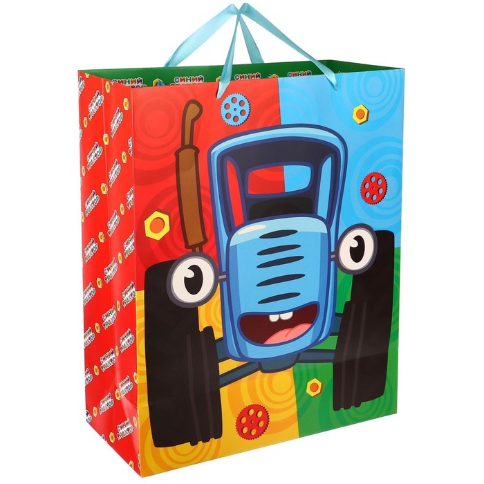 Пакет подарочный, 40х49х19 см, упаковка, Синий трактор
