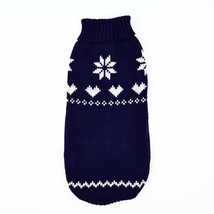 Одежда для собак. Свитер вязаный с орнаментом &laquo;Новогодний&raquo;, синий, размер XL