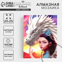 Алмазная мозаика с частичным заполнением на картонной основе &laquo;Девушка с драконом&raquo;, 20 х 25 см