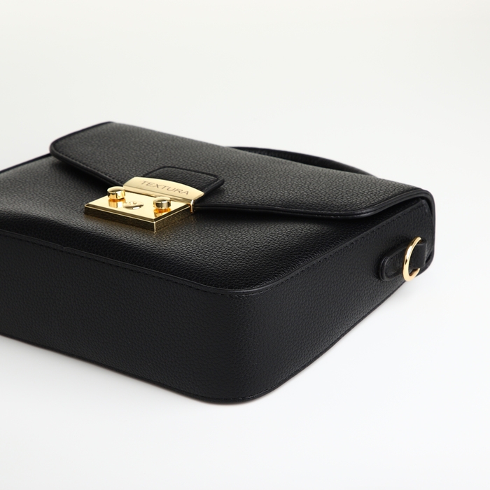 Сумка женская на клапане, TEXTURA, маленький размер, цвет чёрный Сумка женская на клапане, TEXTURA, маленький размер, цвет чёрный