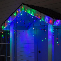 Гирлянда &laquo;Бахрома&raquo; 4 &times; 0.6 м, IP44, тёмная нить, 180 LED, свечение мульти, 8 режимов, 220 В