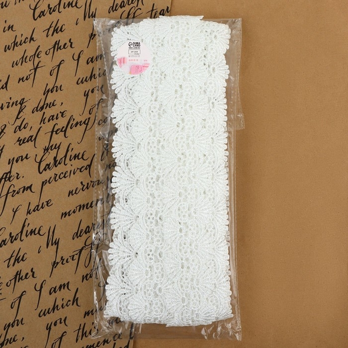 Кружево гипюровое, 40 мм &times; 9 &plusmn; 0,5 м, цвет белый