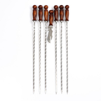 Набор с шампурами подарочный "Щит", 6 шт, нож-вилка в комплекте Набор с шампурами подарочный "Щит", 6 шт, нож-вилка в комплекте