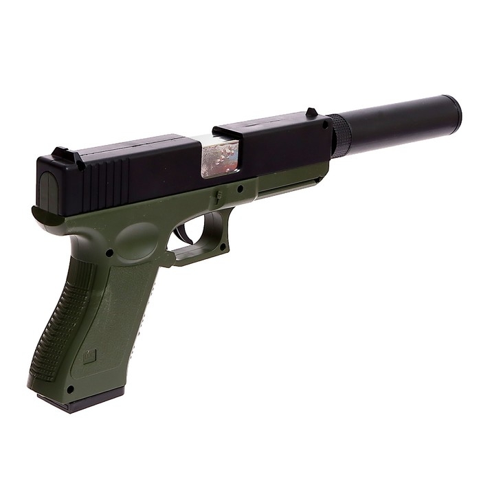 Пистолет &laquo;Глок&raquo;, с гильзами, глушителем, стреляет мягкими пулями
