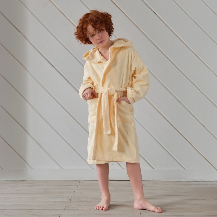 Халат махровый детский Халат махровый детский "Rock" р-р 34 (122-128 см), бежевый