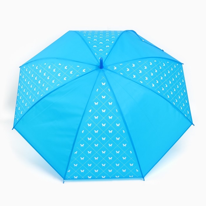 Зонт женский трость &laquo;Яркие бабочки&raquo;, 8 спиц, d = 90 см, цвет синий