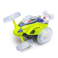 Машина-перевёртыш радиоуправляемая &laquo;Трюк&raquo;, работает от батареек, световые эффекты, цвет зелёный