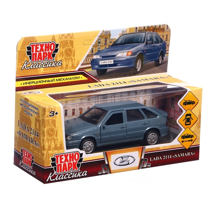 Машина металл LADA -2114 Машина металл LADA -2114 "SAMARA" 12 см, инерц, мокрый асфальт, 2114-12-GY (72)