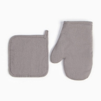 Набор кух. Этель ECO, цв. серый: варежка 20х28 см, прихватка 19х19 см, 70% хл, 30% лён, вати Набор кух. Этель ECO, цв. серый: варежка 20х28 см, прихватка 19х19 см, 70% хл, 30% лён, вати