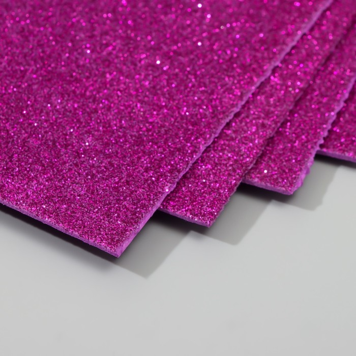 Набор глиттерного фоамирана (5 листов) 2 мм 20х30 см, фиолетовый